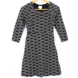 ECI New York Dress Womens Gray & Black 3/4 Sleeve Pullover Knee-Length Sz 4